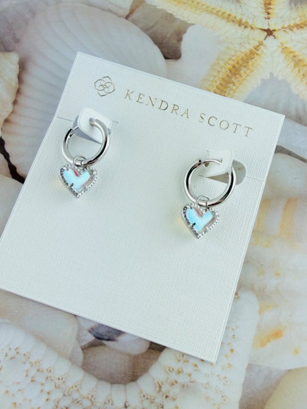 Kendra Scott Ari Heart Dichroic Glass Silver earrings - Picture 2 of 3